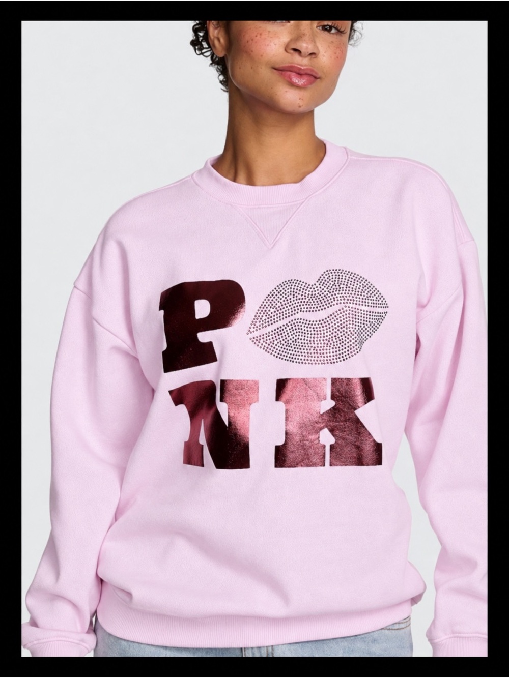 💕ℙ𝕀ℕ𝕂 𝕍𝕊 Campus Fleece OverSized Crew Sweatshirt ✨NWT✨💕